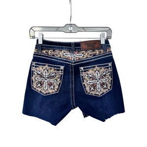 Westfield Eagle Cut Off Denim Jean Shorts Size 3 Embroidered Y2K Rhinestones